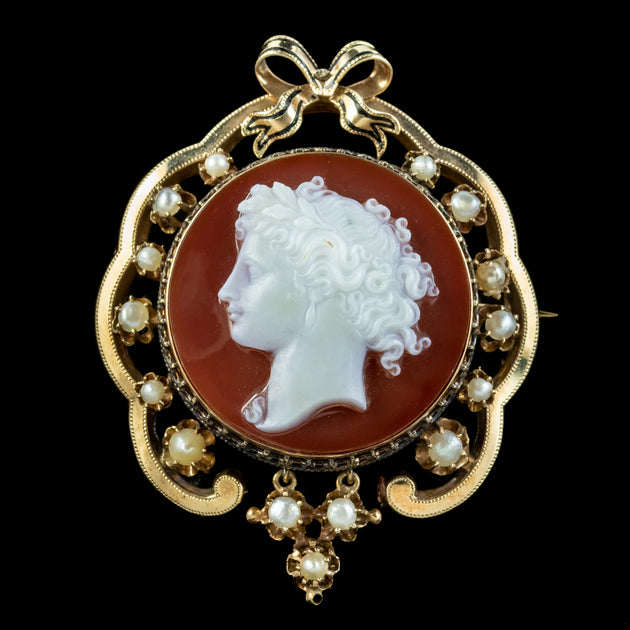 Antique hot sale cameo brooch