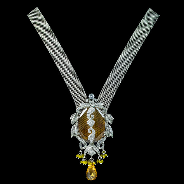 Vintage Gothic Amber Glass lavaliere Necklace – Laurelle Antique