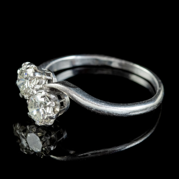 Antique Edwardian Diamond Twist Ring Platinum 0.80ct Of Diamond