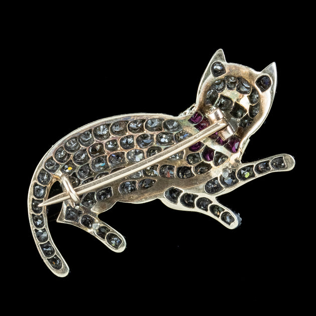 Art deco sale silver cat brooch