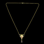 Victorian Style Pink Topaz Amethyst Lavaliere Pendant Necklace 