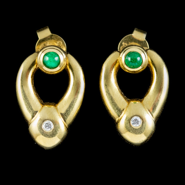 Vintage Gold & Emerald Stud Earrings main image 1
