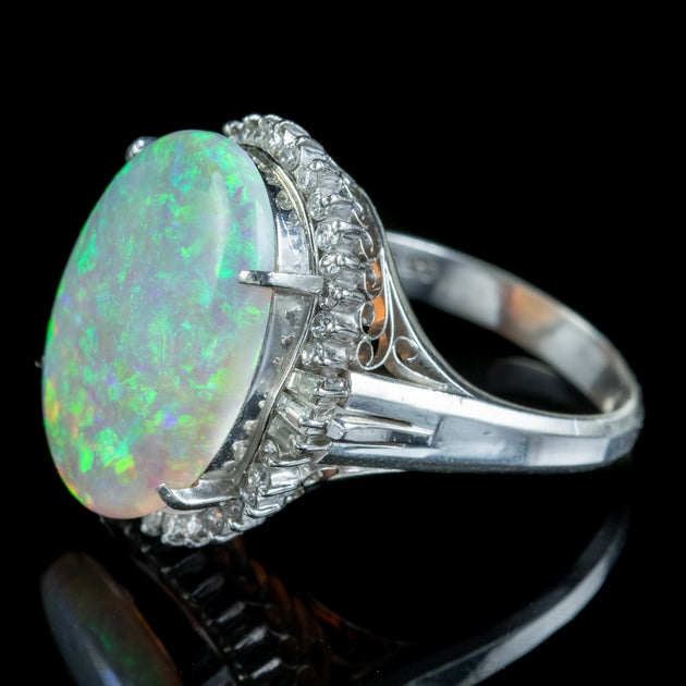Vintage Opal Diamond Cocktail Ring Natural Opal Shop