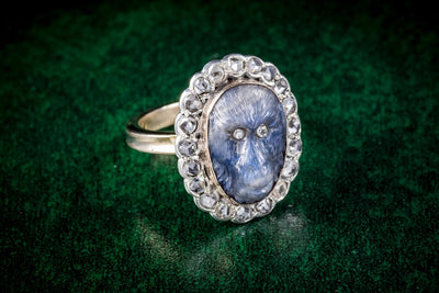 Victorian Labradorite and Diamond Monkey Ring