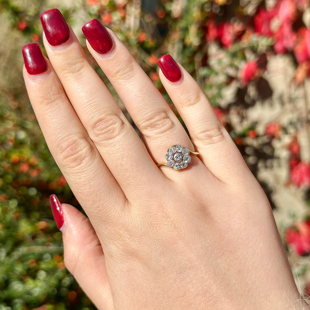 Antique Edwardian Diamond Daisy Cluster Ring 0.64ct Total