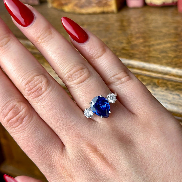 Edwardian Style CZ Tanzanite Trilogy Ring