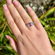 Art Deco Style Pink Sapphire Diamond Cluster Ring 0.65ct Sapphire