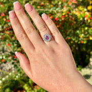 Edwardian Style Pink Sapphire Diamond Daisy Cluster Ring 1ct Sapphire