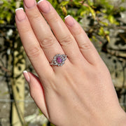 Edwardian Style Pink Sapphire Diamond Daisy Cluster Ring 0.60ct Sapphire