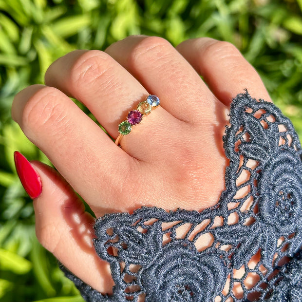 Antique Victorian Gemstone Harlequin Ring