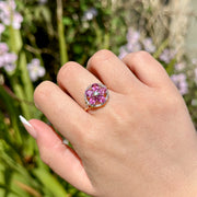 Victorian Style Pink Topaz CZ Flower Cluster Ring