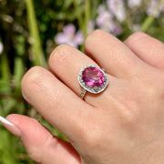 Edwardian Style Pink Topaz CZ Cocktail Ring 5ct Topaz