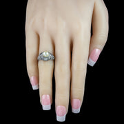 Antique Edwardian Pearl Diamond Cluster Ring 1.1ct Diamond