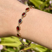 Edwardian Style Garnet Bracelet 9ct Gold
