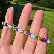 Amethyst Peridot Opal Tennis Bracelet 9ct Gold