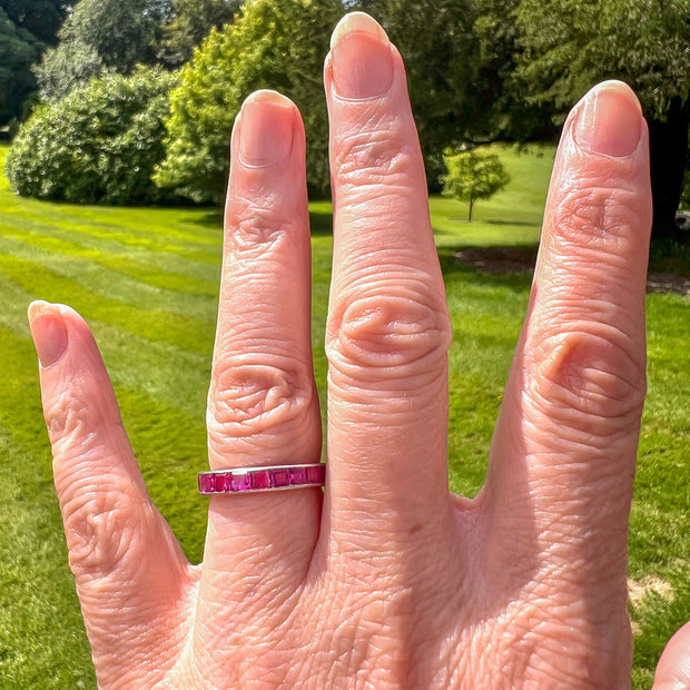 Art Deco Ruby Full Eternity Ring Platinum 3.1ct Total