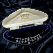 Antique Victorian Moonstone Dropper Necklace Silver 18ct Gold Gilt