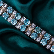 Art Deco Blue Zircon White Sapphire Bracelet