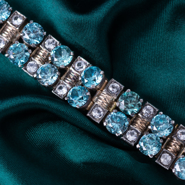 Art Deco Blue Zircon White Sapphire Bracelet