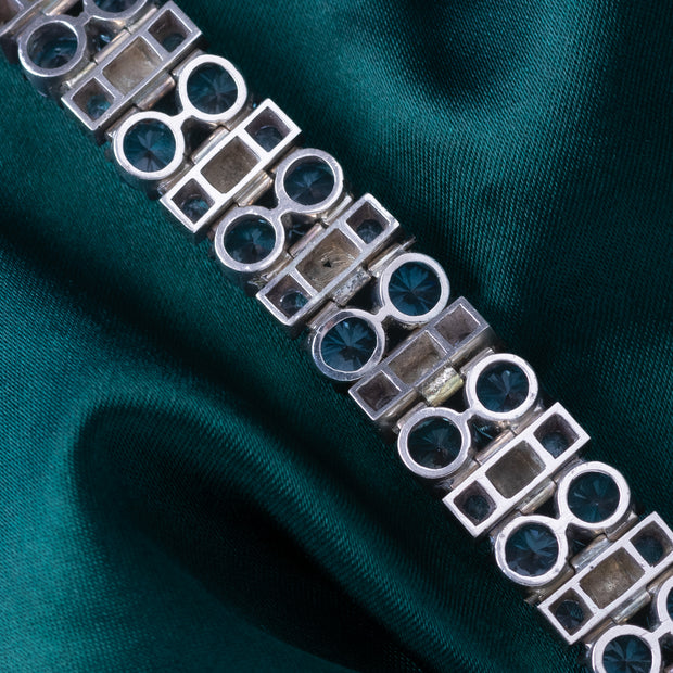 Art Deco Blue Zircon White Sapphire Bracelet