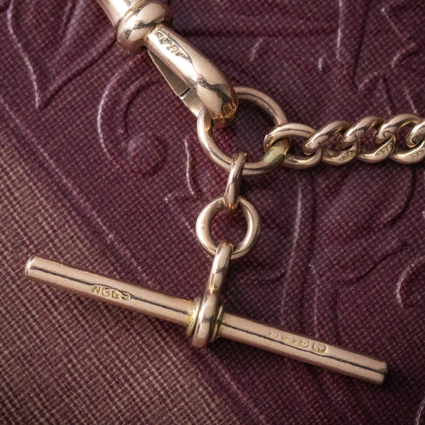 Antique Edwardian Albert Bracelet 9ct Gold Curb Chain 