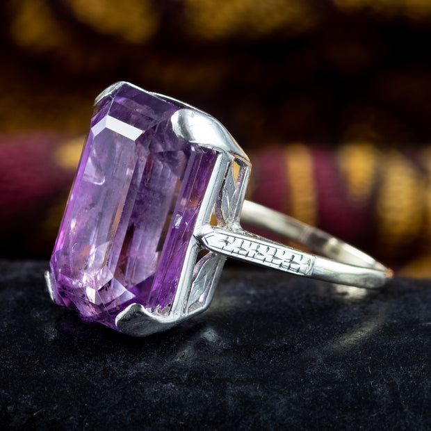 Art Deco Style Amethyst Cocktail Ring 22ct Amethyst 
