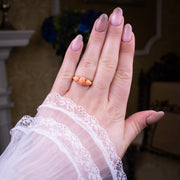 Antique Victorian Coral Diamond Trilogy Ring