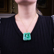 Vintage Large Jade Pendant 18ct Gold Loop