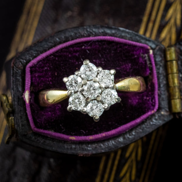 Vintage Diamond Cluster Ring 0.75ct Total Dated 2000