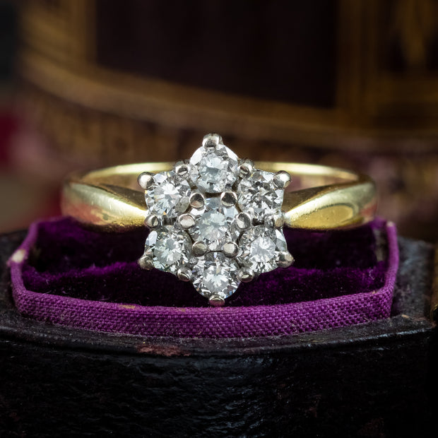 Vintage Diamond Cluster Ring 0.75ct Total Dated 2000