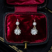 Antique Edwardian French Diamond Earrings 18ct Gold 1ct Total