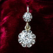 Antique Edwardian French Diamond Earrings 18ct Gold 1ct Total