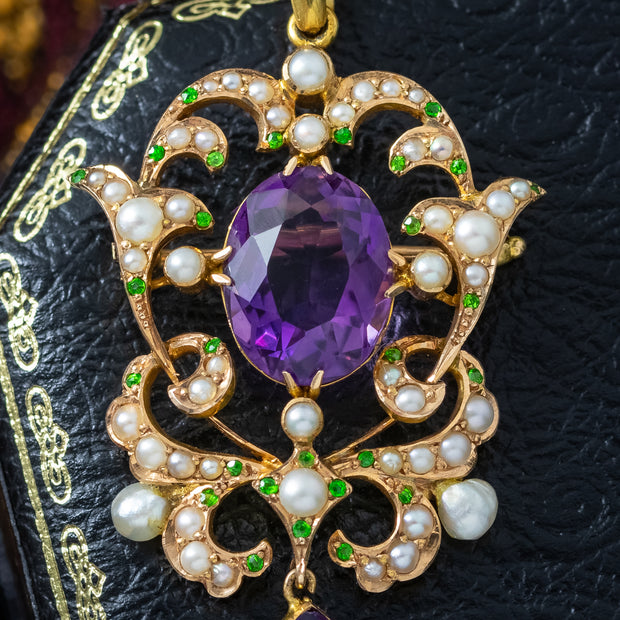 Antique Edwardian Suffragette Pendant Brooch 15ct Gold 