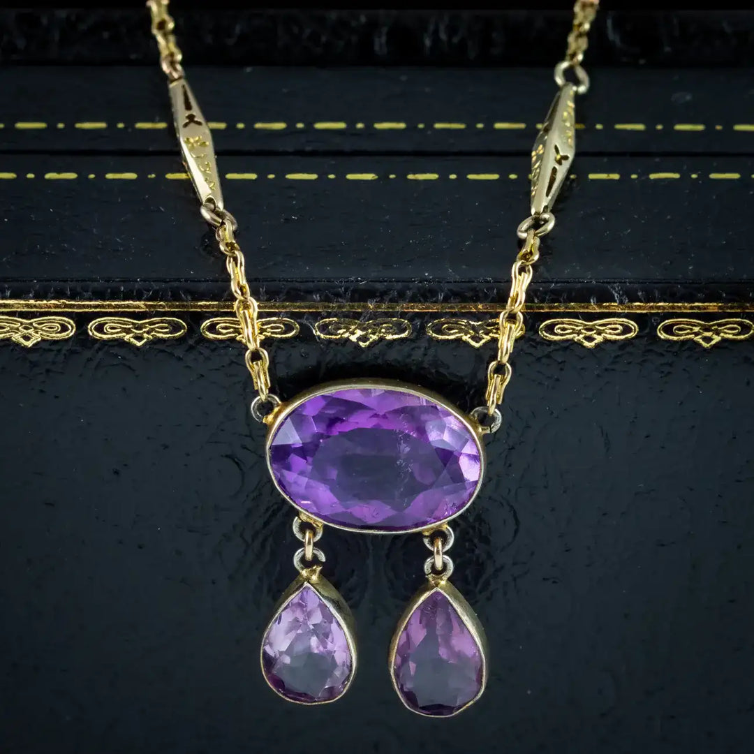 Edwardian Amethyst Lavalier Necklace – Laurelle Antique Jewellery