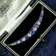 Antique Victorian Paste Crescent Moon Brooch Sterling Silver