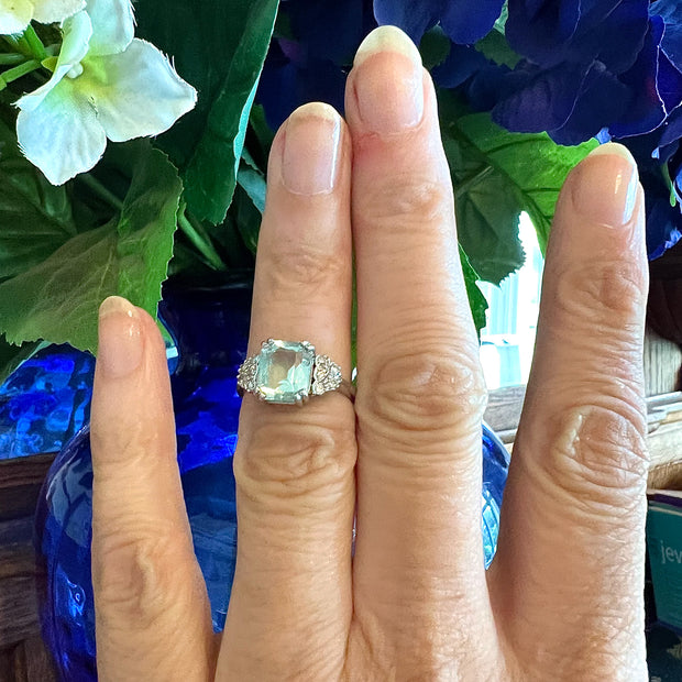 Vintage Aquamarine Diamond Ring 3ct Aquamarine