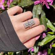 Art Deco Style CZ Cluster Ring Silver Gold Gilt