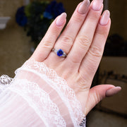 Edwardian Style Sapphire Diamond Trilogy Ring 1.65ct Sapphire