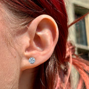 Art Deco Diamond Solitaire Stud Earrings 18ct Gold 1.2ct Total