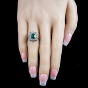 Edwardian Style Emerald Diamond Cluster Ring 1.10ct Emerald