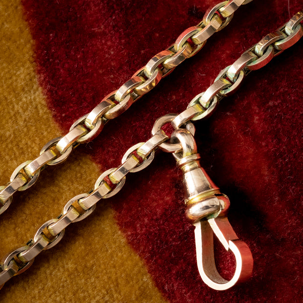 Antique Victorian Guard Chain 9ct Gold 62 Inch