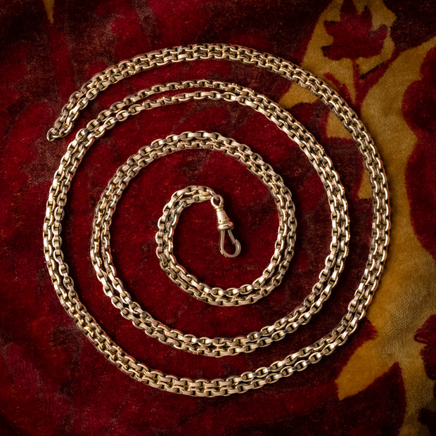 Antique Victorian Guard Chain 9ct Gold 62 Inch