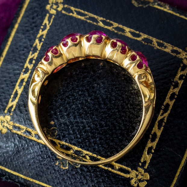 Antique Victorian Pink Sapphire Five Stone Ring 1.75ct Total