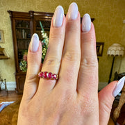 Antique Victorian Pink Sapphire Five Stone Ring 1.9ct Total