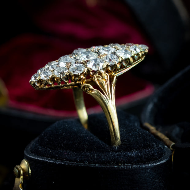 Antique Victorian Diamond Navette Cluster Ring 2.75ct Total