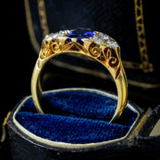 Antique Edwardian Sapphire Diamond Ring 1.3ct Blue Sapphire Dated 1903