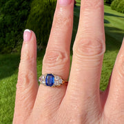 Antique Edwardian Sapphire Diamond Ring 1.3ct Blue Sapphire Dated 1903