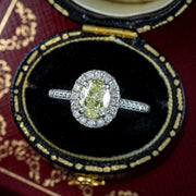 Vintage Yellow Fancy Diamond Cluster Ring 1.3ct Total With Cert
