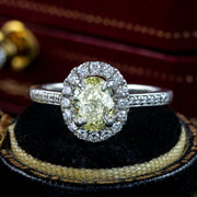 Vintage Yellow Fancy Diamond Cluster Ring 1.3ct Total With Cert