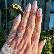 Vintage Yellow Fancy Diamond Cluster Ring 1.3ct Total With Cert